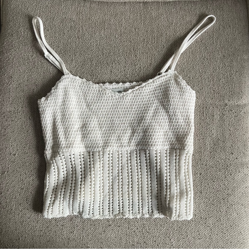 Abercrombie & Fitch White Ribbed Sleeveless Camisole